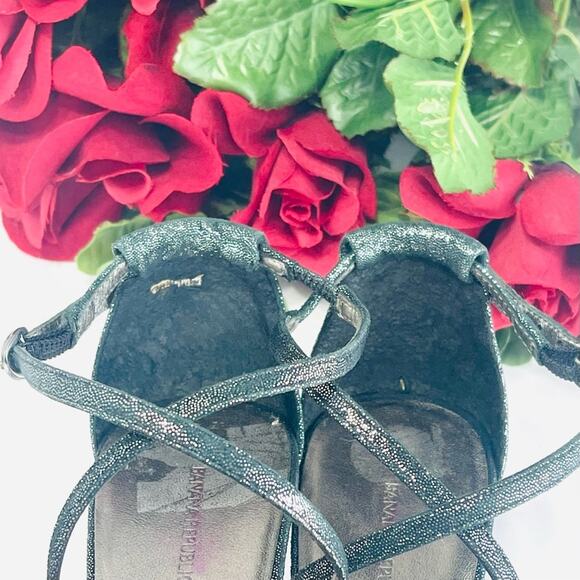 Banana Republic High Heel Sandal Sz 6 Silver 100% Leather Strappy Buckle Closure - Picture 13 of 16